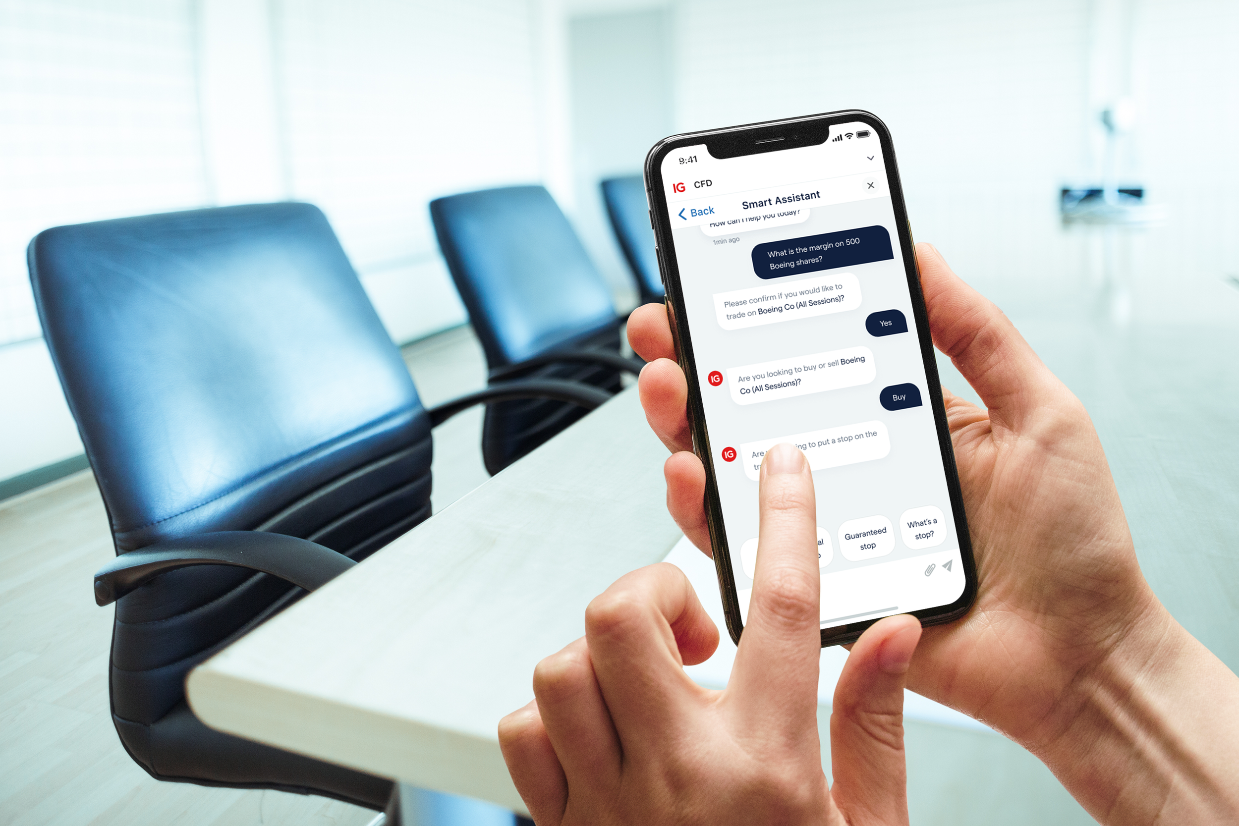 Smart Assistant in a live trading conversation